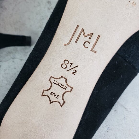 J McLaughlin Delia Suede Kitten Heel Pumps Black Shoes size 8.5 Evening Preppy - Picture 7 of 12